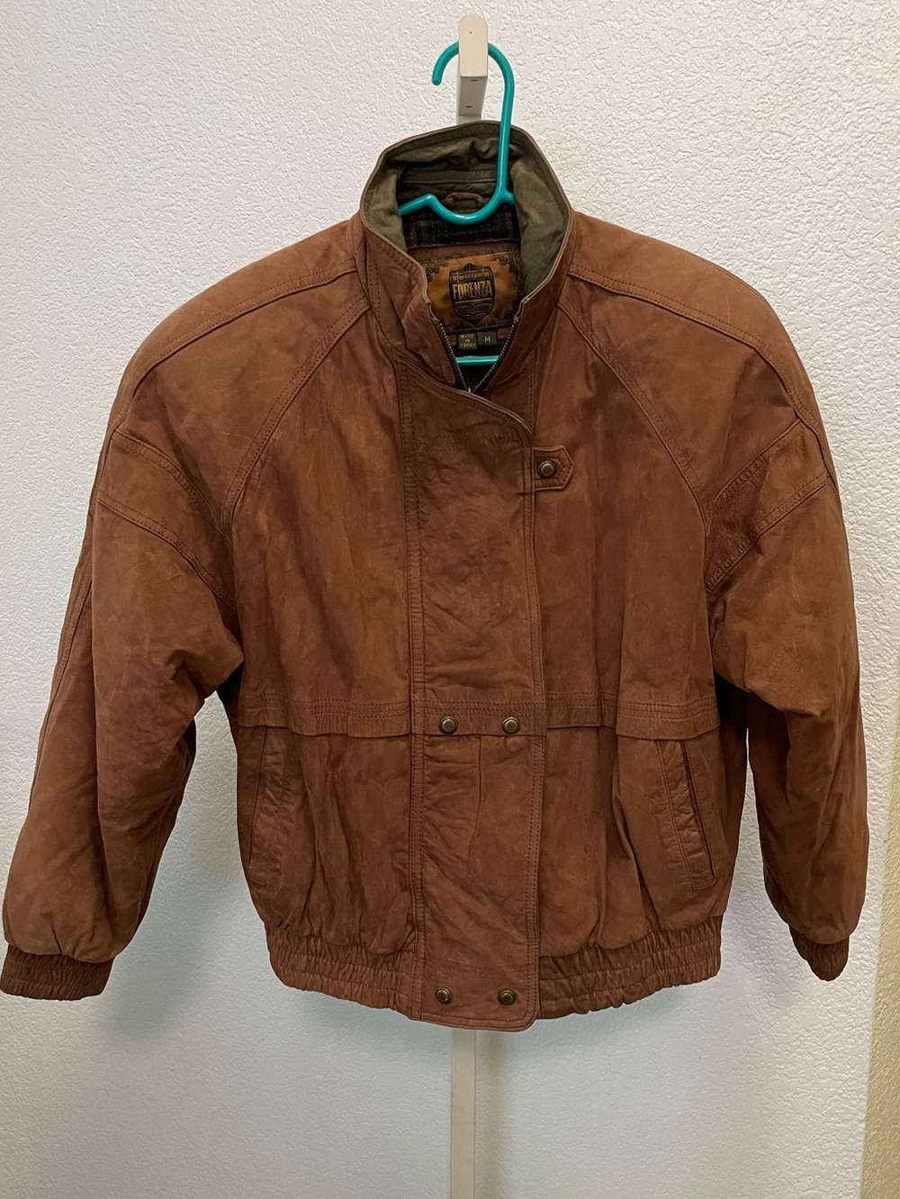 Vintage Forenza Rust Brown Suede Leather Bomber Jacket Men’s Size Medium